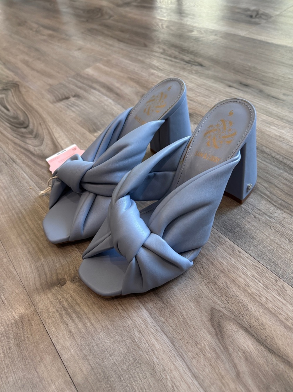 Knot-Detail light Blue High Heel Slide